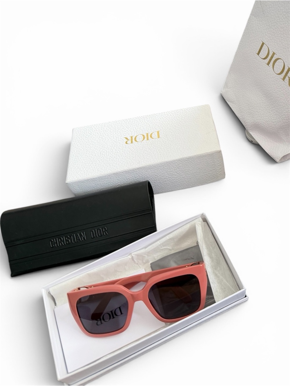 Dior Coral Pink Square Sunglasses - Dior    100% authentic